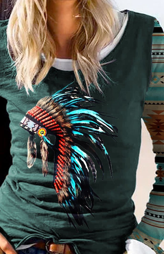 Jersey Scoop Neckline Geometric Outdoor Shirts & Tops