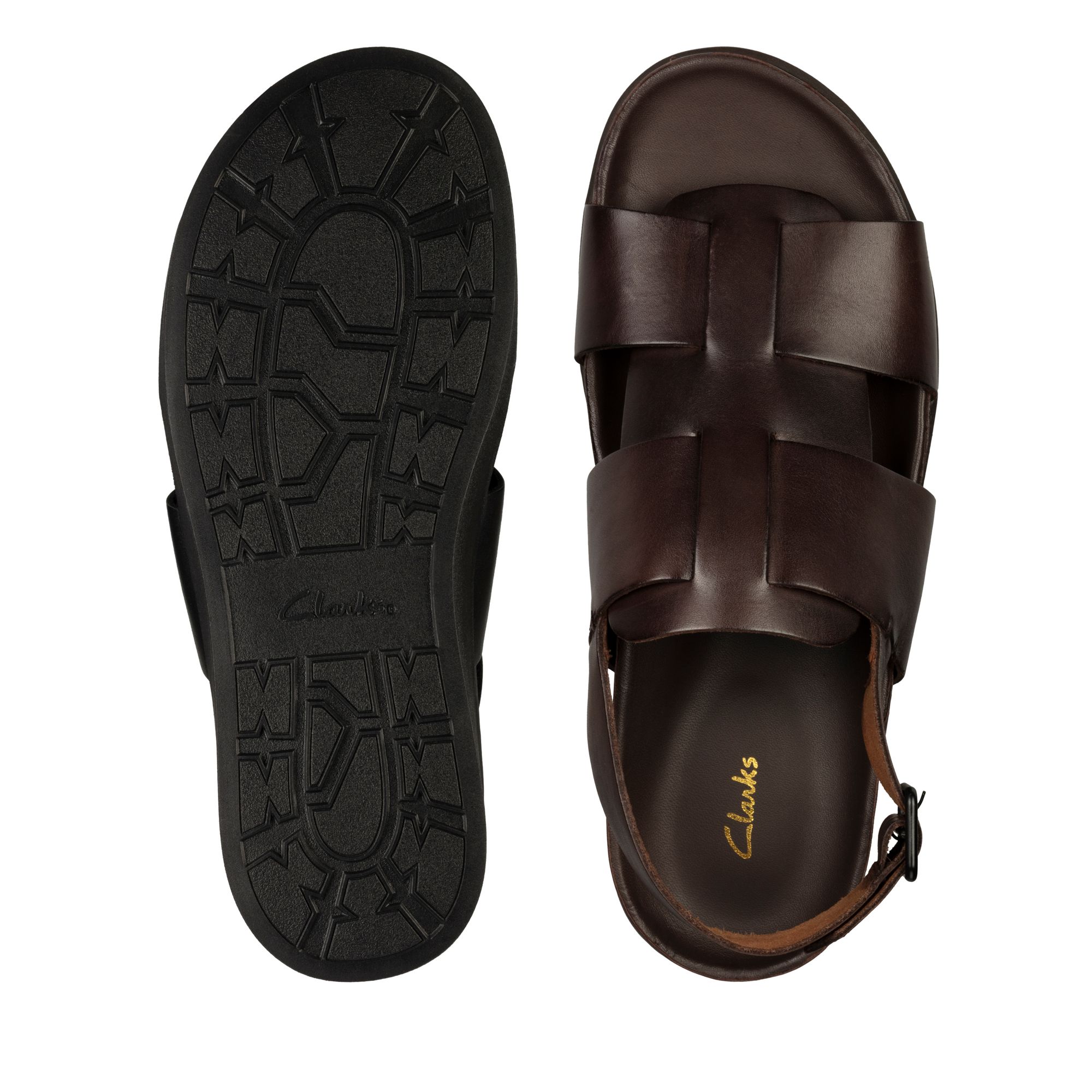 Men Sandals Sunder Strap Dark Brown Lea