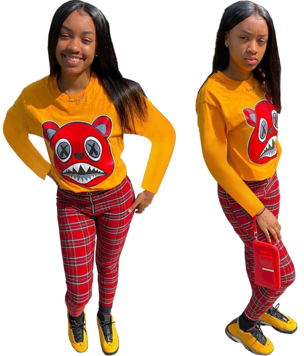 Casual African Print Shirt and Plaid Zipper Trousers