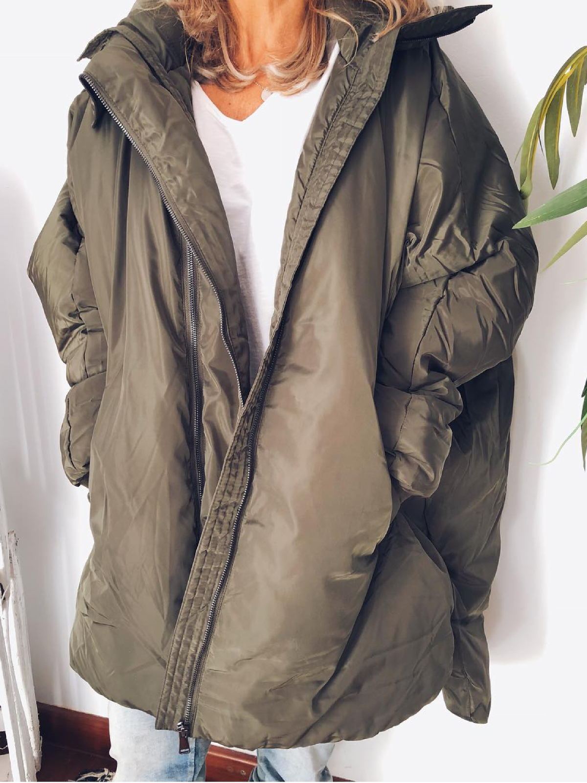 Plus Size Solid Long Sleeve  Pockets Outerwear