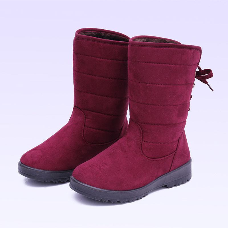Women Lace-Up Thicken Mid-Calf Snow Boots