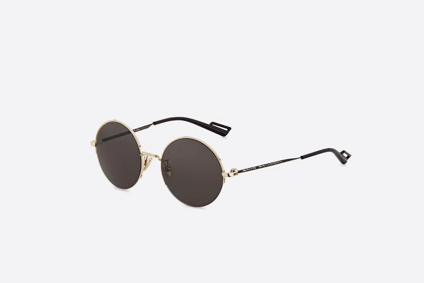 Dior180.2F Gold-Tone Metal Round Sunglasses with Black Temples