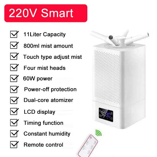 110V/220V Industrial Ultrasonic Humidifier Commercial Cool Mist Maker 11L Fogger Timing LED Display