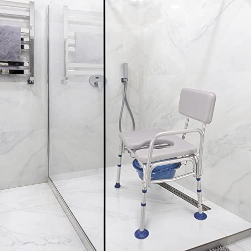 Transfer Bench with Commode 500 Lbs, Combination Padded Transfer Bench