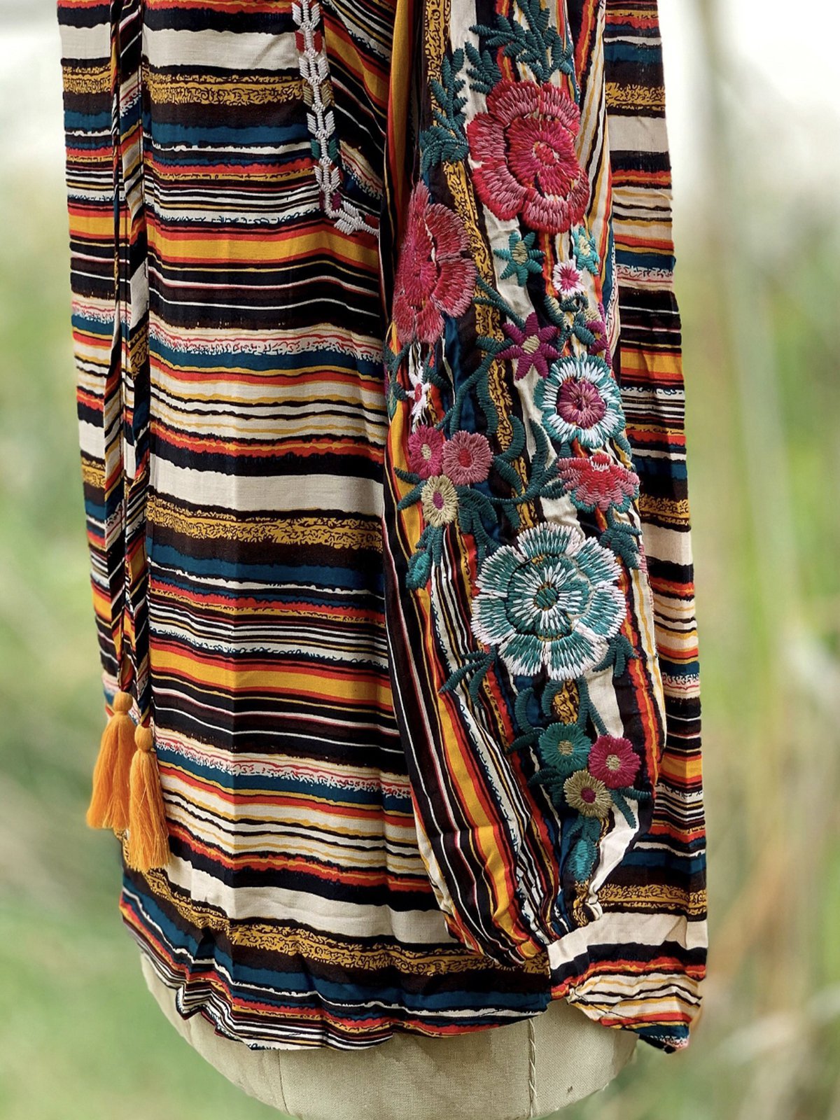 Floral Boho Long Sleeve V Neck Shirts & Tops