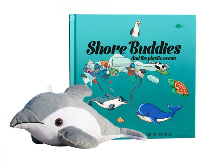 Recycled Bottle Stuffed Dolphin & Book