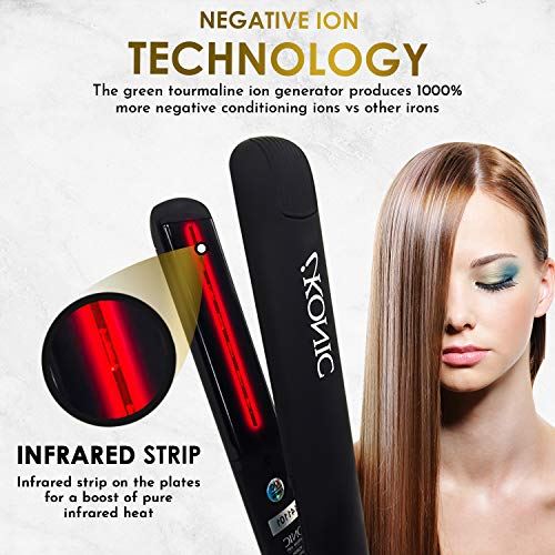 Infrared Flat Iron with Digital Temperature Control Smooths, Styles All Hair