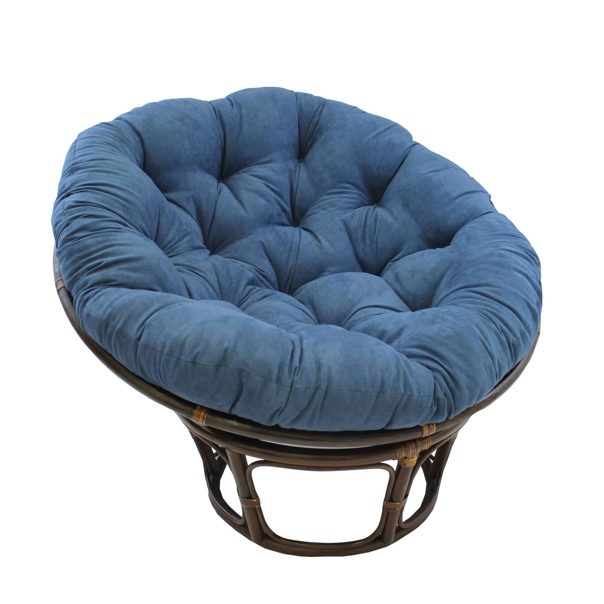 International Caravan 3312-MS-IN 42 in. Rattan Papasan Chair with Micro Suede Cushion Indigo
