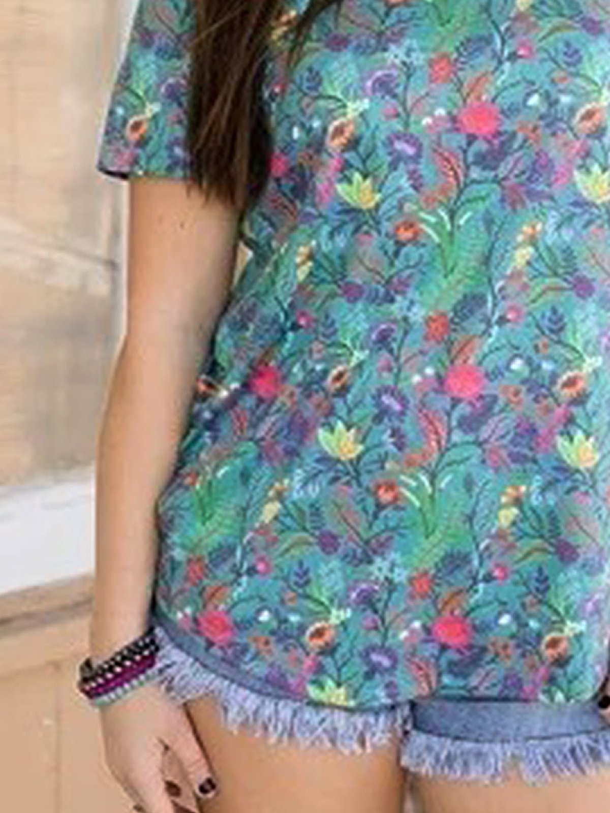 Short Sleeve Shift Crew Neck Casual Shirts & Tops