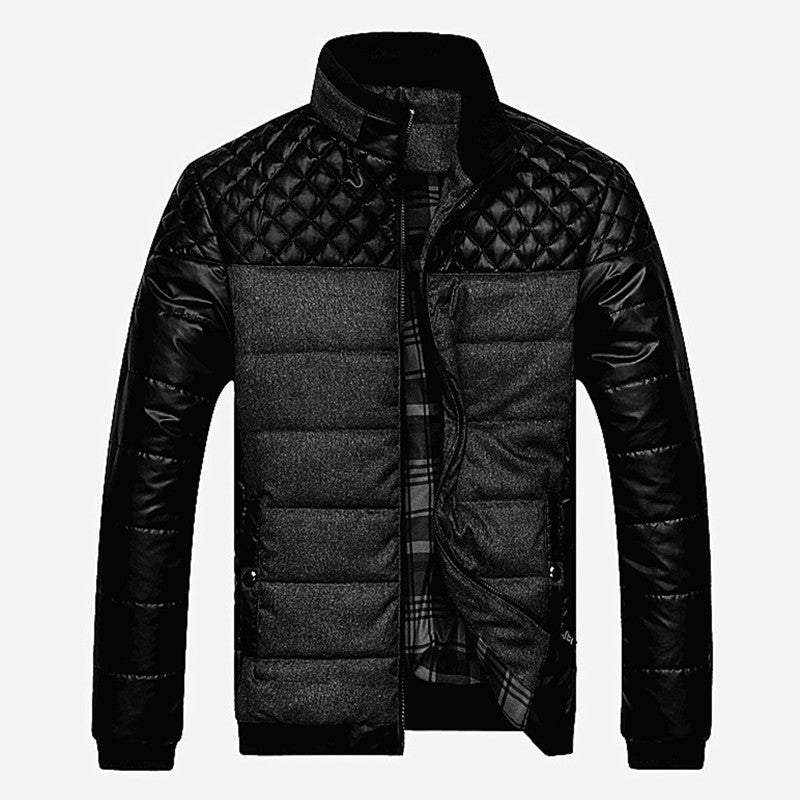 Plaid Cotton-padded Coat Fleece-lined Thickened Cotton Padded Coat Thin Thermal  Winter Jackets Male