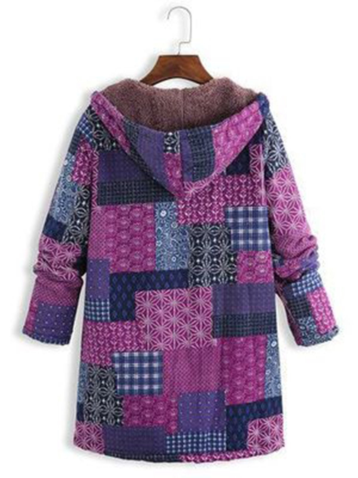 Abstract Printed Hoodie Long Coat