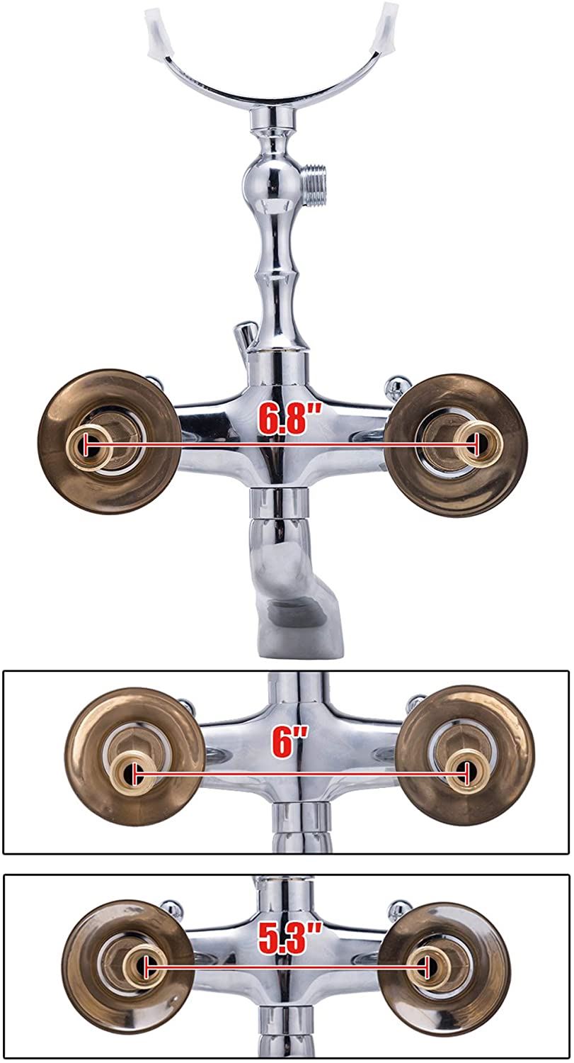 CO-Z Bathtub Clawfoot Combo Faucet, 2 Handle Wall-Mounted