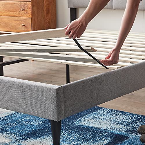 LUCID Upholstered Bed with Diamond Tufted Headboard-Sturdy Wood Build / Twin