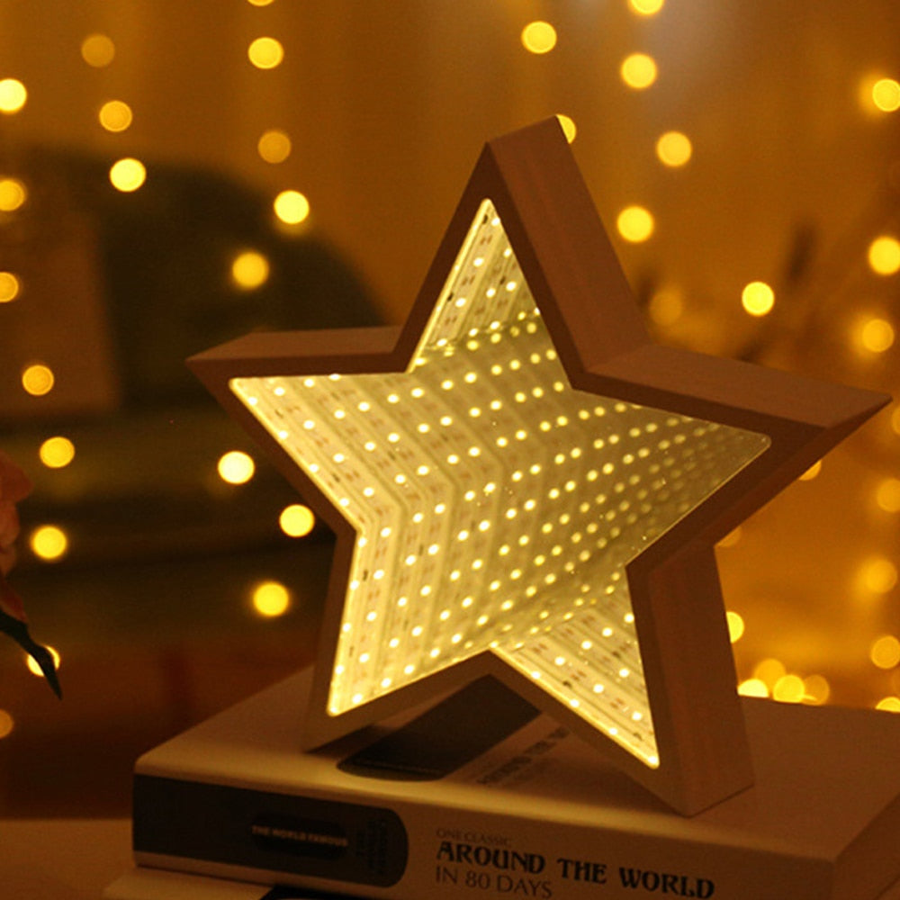 3D effect LED tunnel bell Christmas tree five-pointed star love shape with New Year Christmas decoration