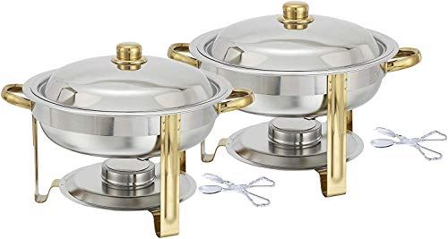 Chafers and Buffet Warmers Sets – 4 Quart Food Warmer with Gold Accents