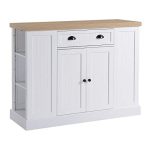Fluted-Style Wooden Kitchen Island, Storage Cabinet w/ Drawer for Dining Room