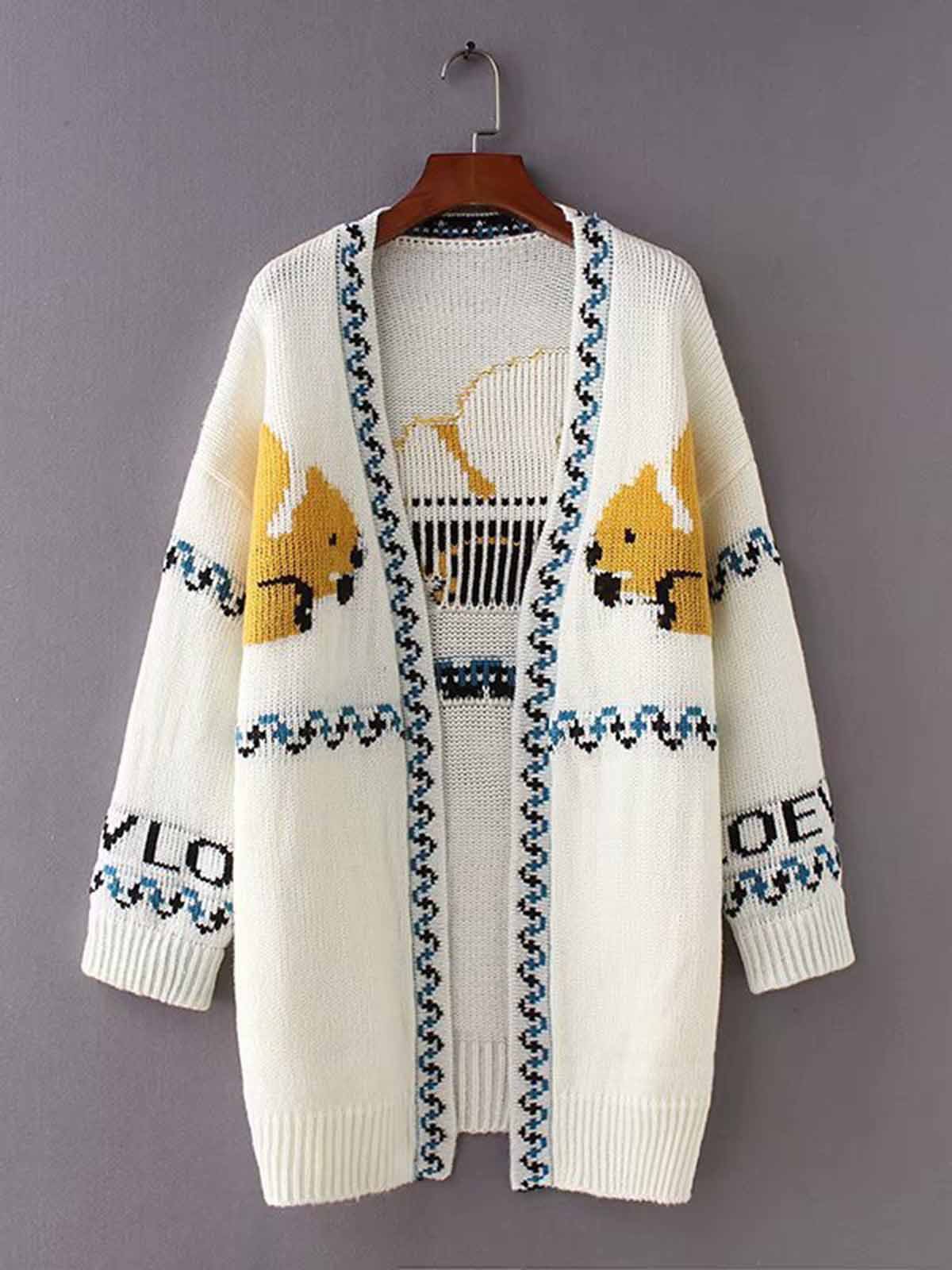 Printed/Dyed Basic Animal Casual Knitted Cardigan