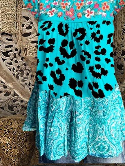 Short Sleeve Floral Leopard Paisley Shirts & Tops