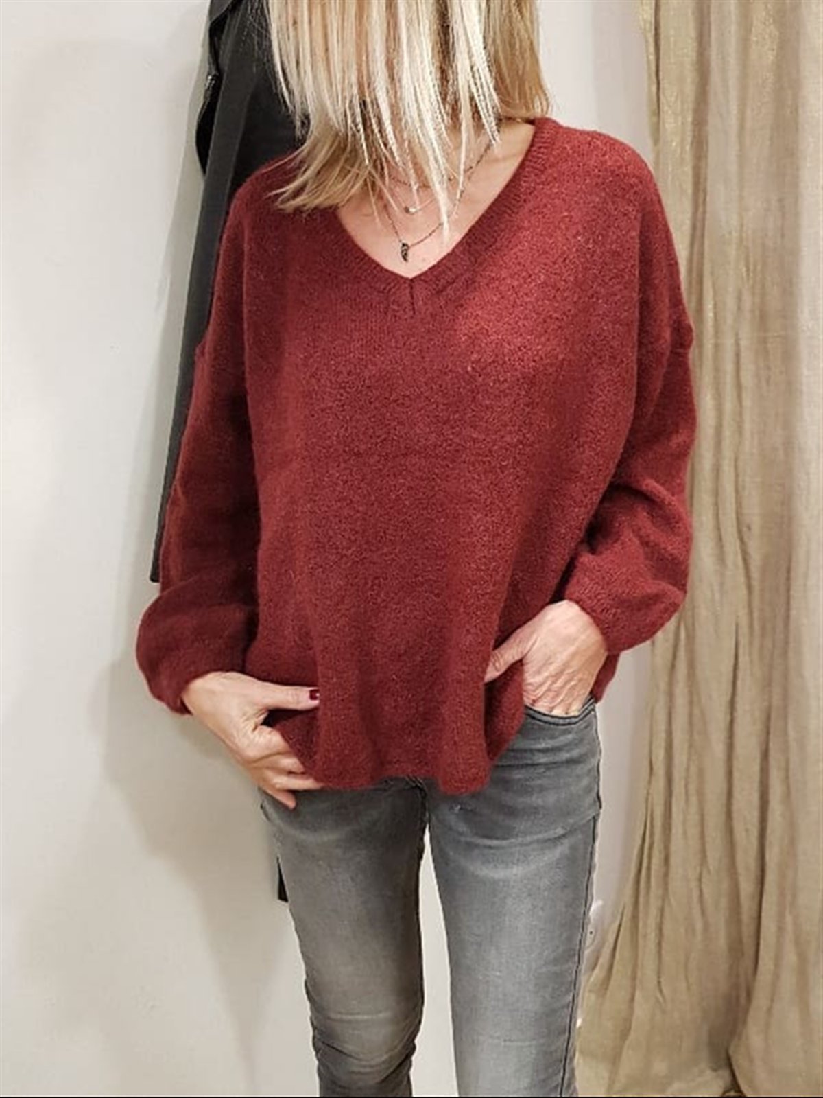 Solid Long Sleeve Knitted Sweater