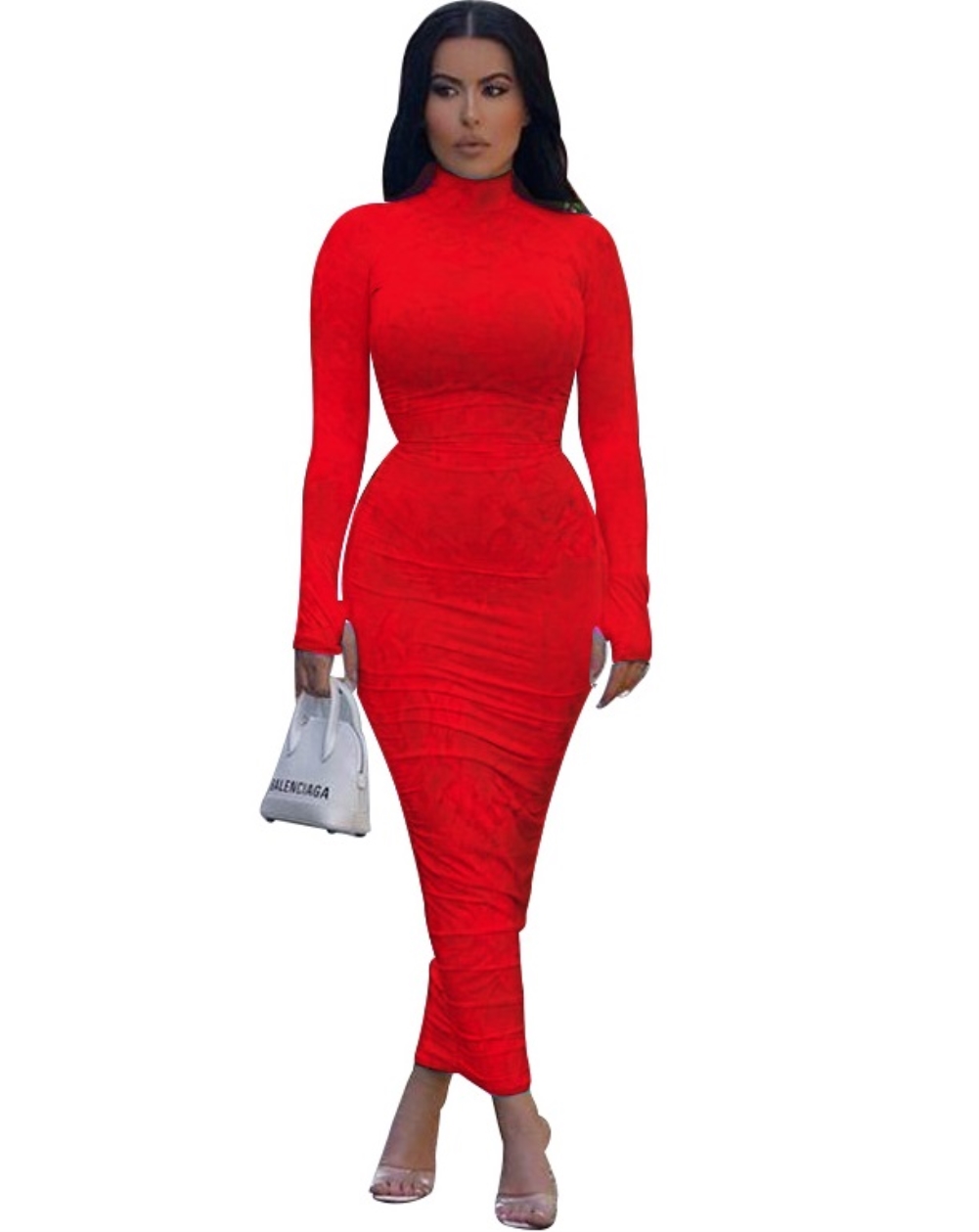 Tie Dye Sexy Long Curvy Dress with Full Sleeves