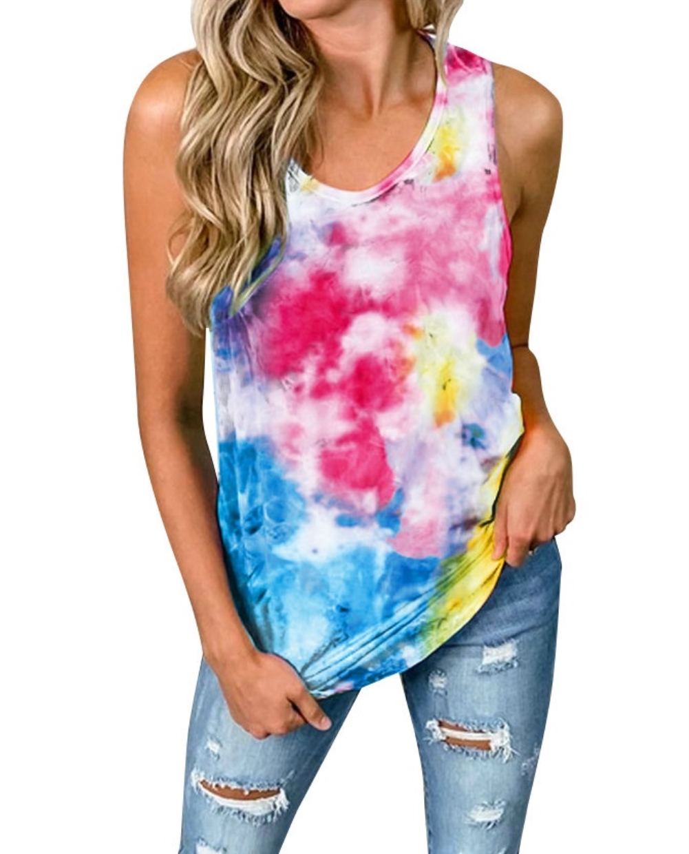 Summer Tie Dye Round Neck Vest