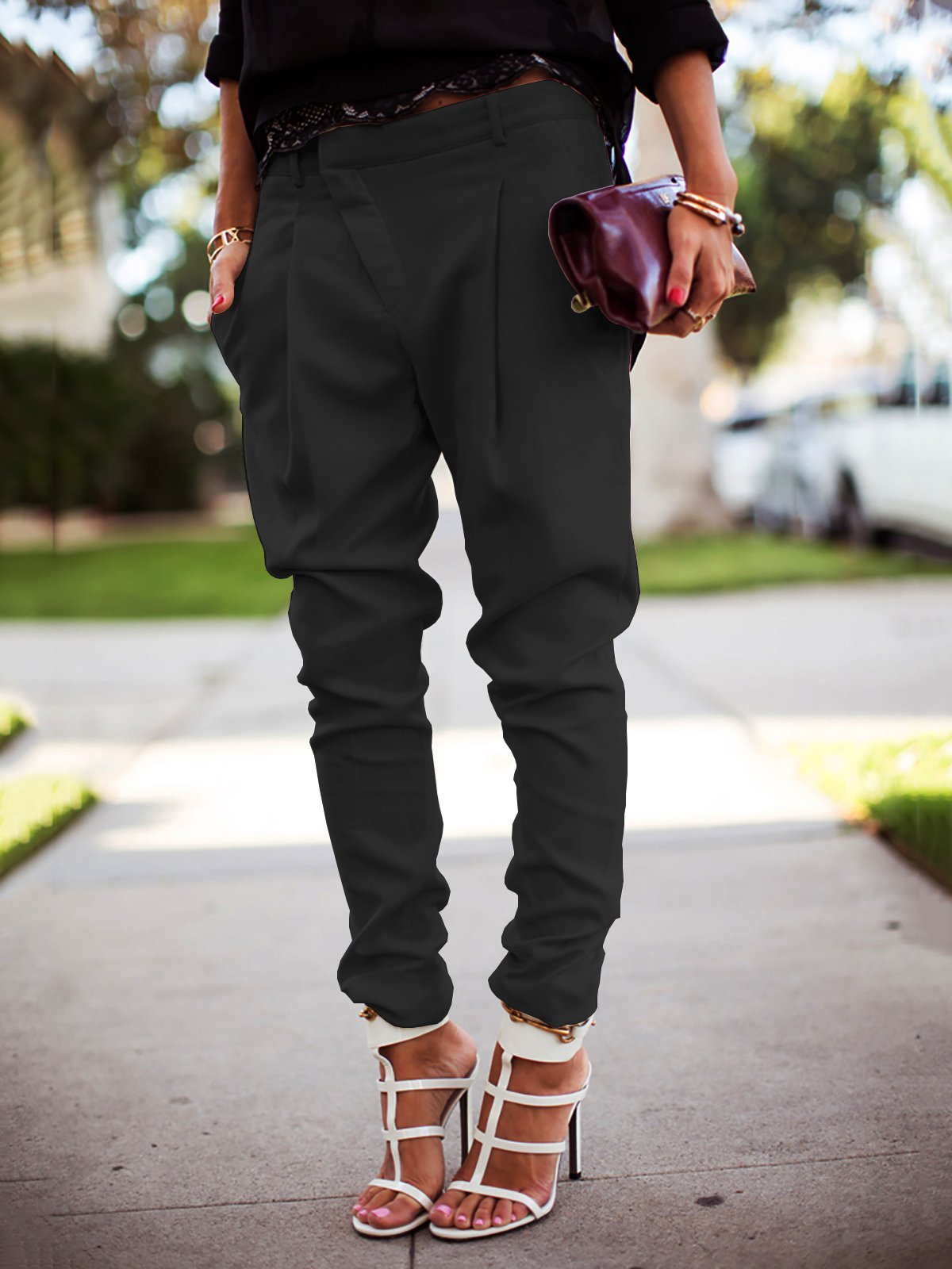 Casual Solid Harem Pants