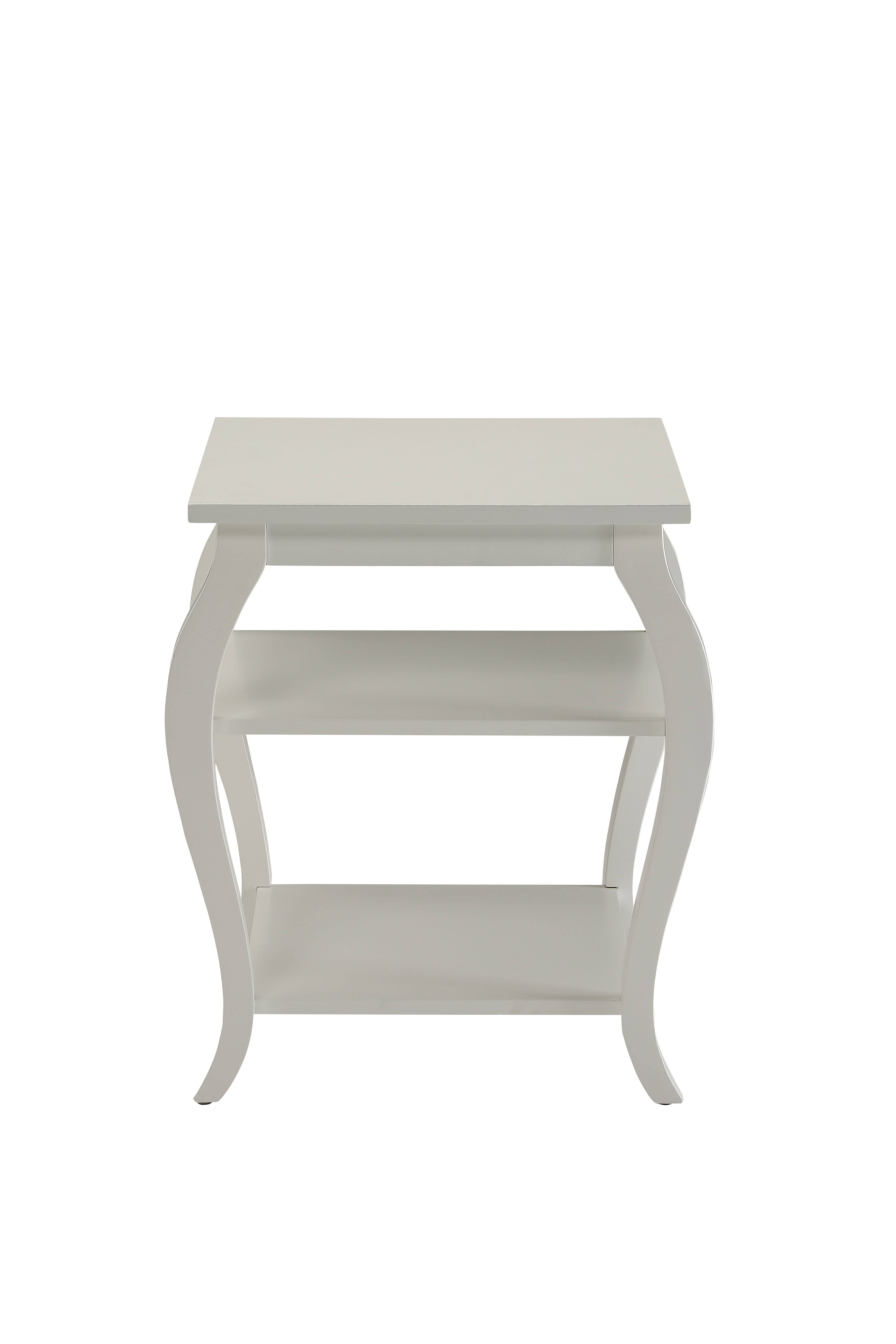 White Solid Wood Leg End Table