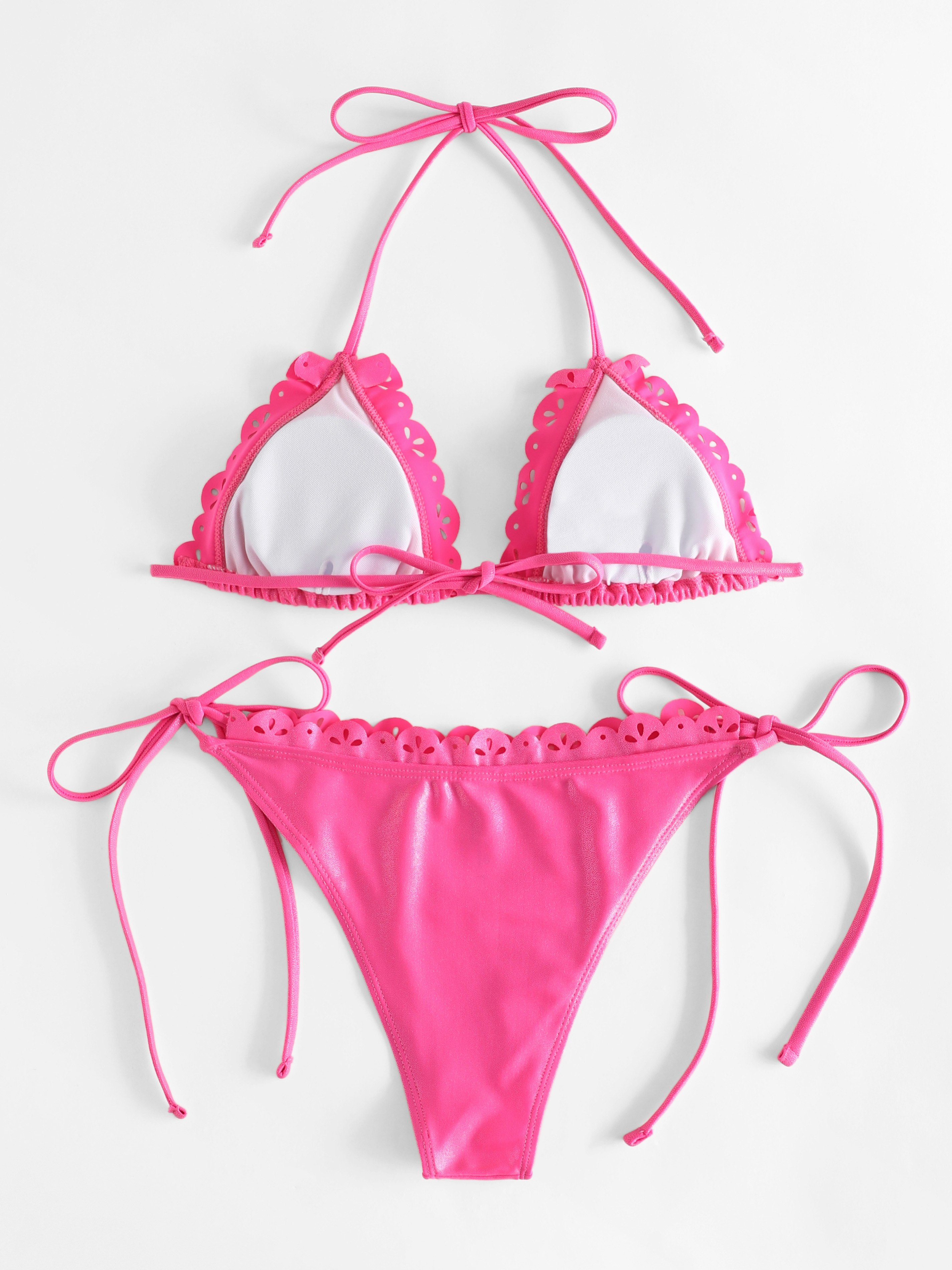 Solid Scallop Tringle String Bikini