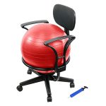 CanDo Metal Ball Chair – Inflatable Ergonomic Active Seating Exercise Ball Chair With Air Pump- Red
