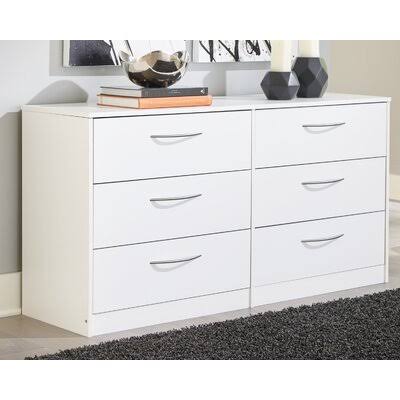 Myrtle Avenue 6 Drawer 52.72x22 W Double Dresser Wade Logan Color: White