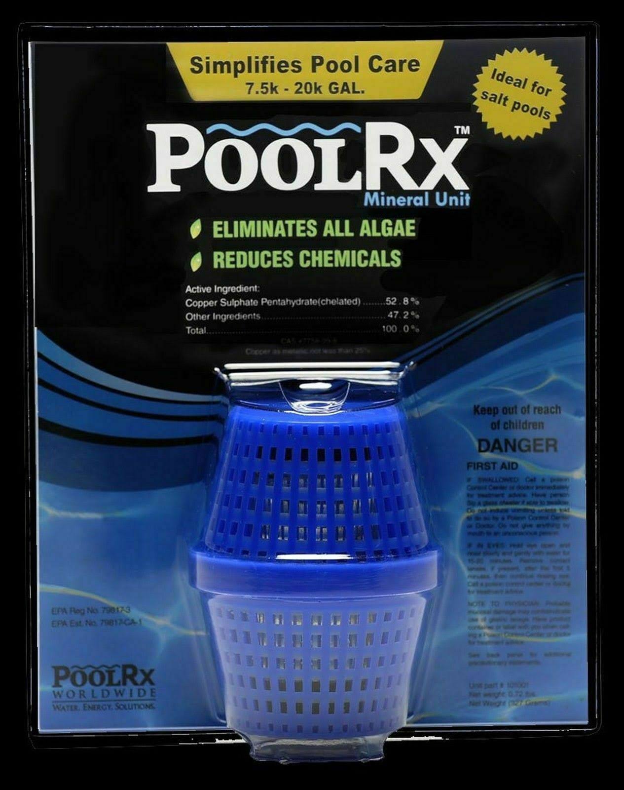 PoolRX Pool Unit #101001 6 Month Algaecide Treats 7.5k-20k gallons, Blue