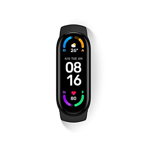 Xiaomi Mi Smart Band 6 Orologio Smart, Schermo AMOLED 1.56'', Tracciamento Sport, Resistente all'Acqua Fino a 5 ATM, Cinturino Antibatterico, Batteria 125 mAh, Versione Italiana, Nero