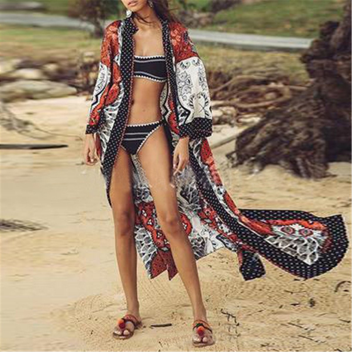 Positioning Printing Bohemian   Holiday Cardigan