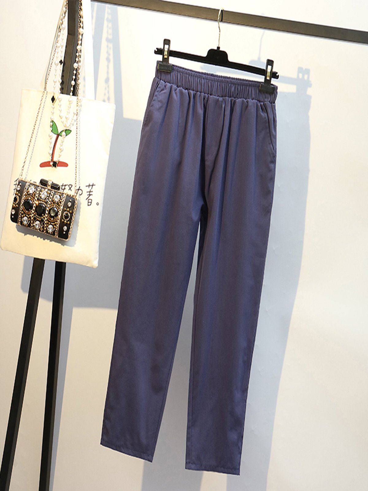 Plus Size Women Cotton And Linen Solid Loose Casual Pants