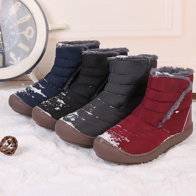 Large Size Unisex Waterproof Fur Lining Slip On Snow Boots
