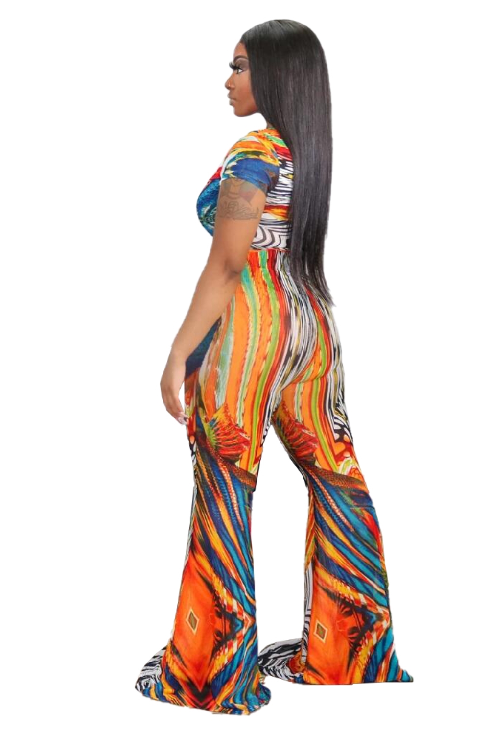 Bell Bottom Print Colorful African Jumpsuit