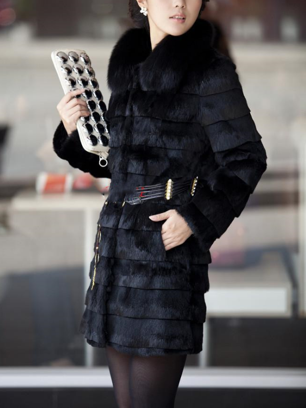 Warm Tie O-Neck Holiday Bodycon Faux Fur Coat