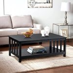 ChooChoo Mission Coffee Table, Black Wood Living Room Table with Shelf / 40 Inches