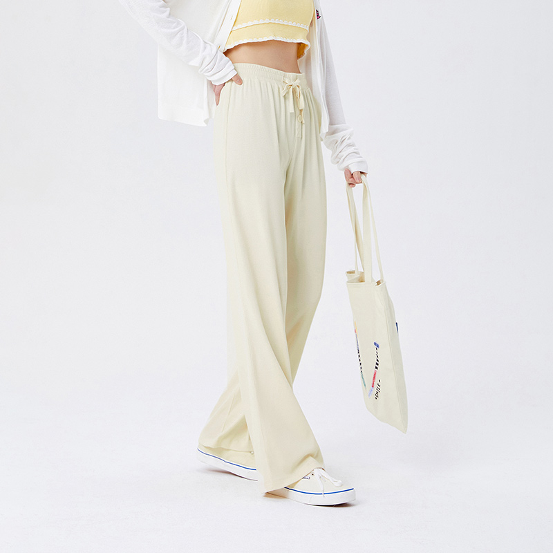 one duo SEMIR Casual Pants Women Bowknot Drawstring 2021 Summer New Hyaluronic Acid Knitted Mopping Pants Wide Leg Trousers