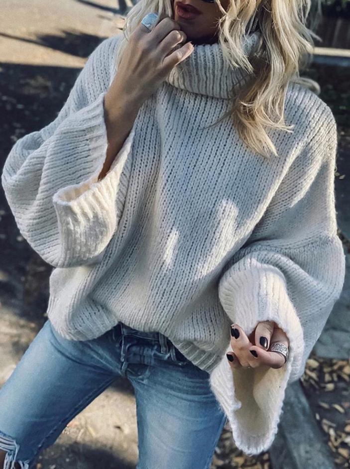 Modern High Collar Pure Colour Sweater