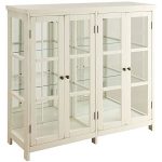 BOWERY HILL 4 Door Glass Display Curio China Accent Cabinet