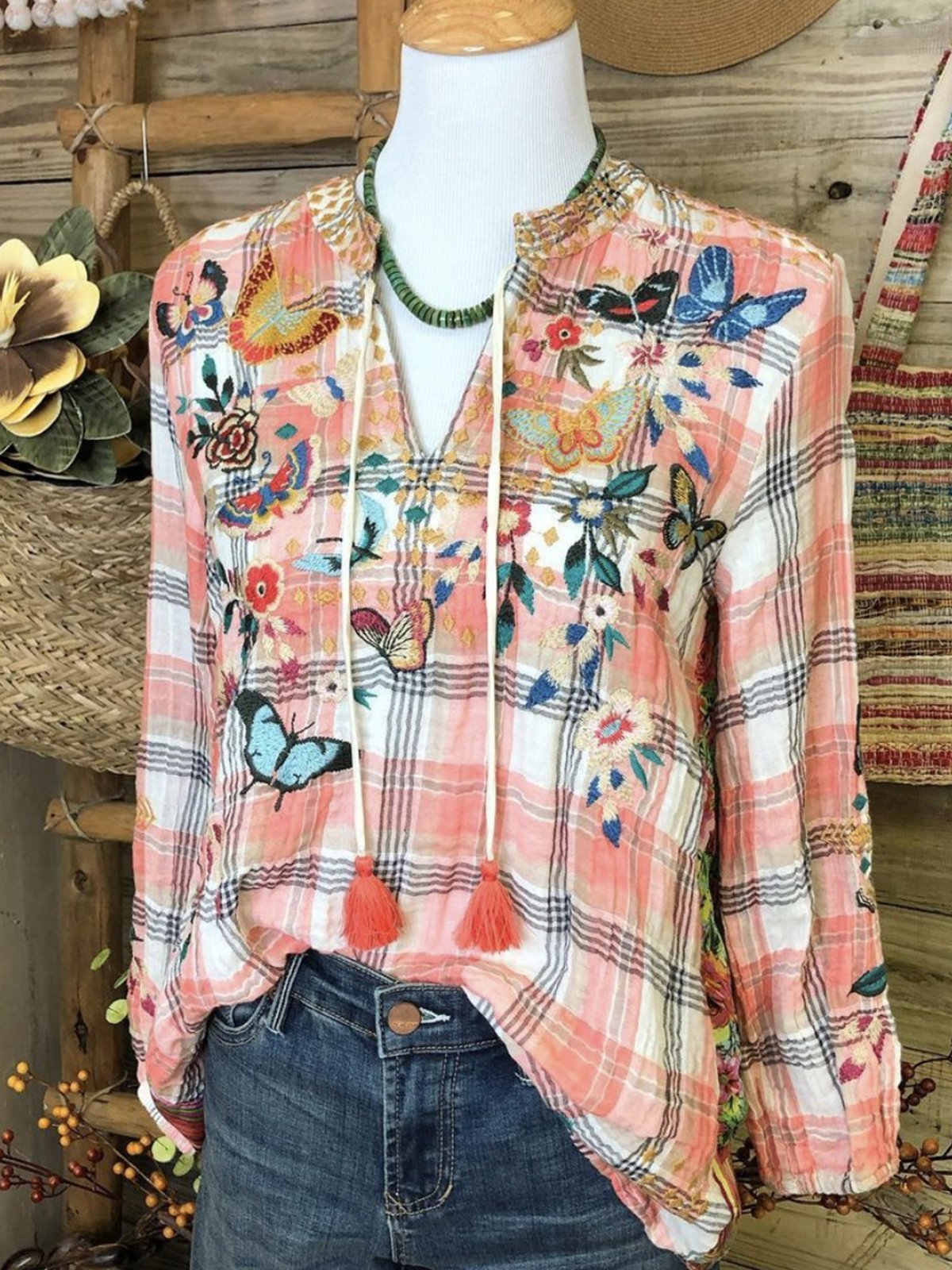 Sweet Pink Long Sleeve Crew Neck Floral-Print Shirts & Tops