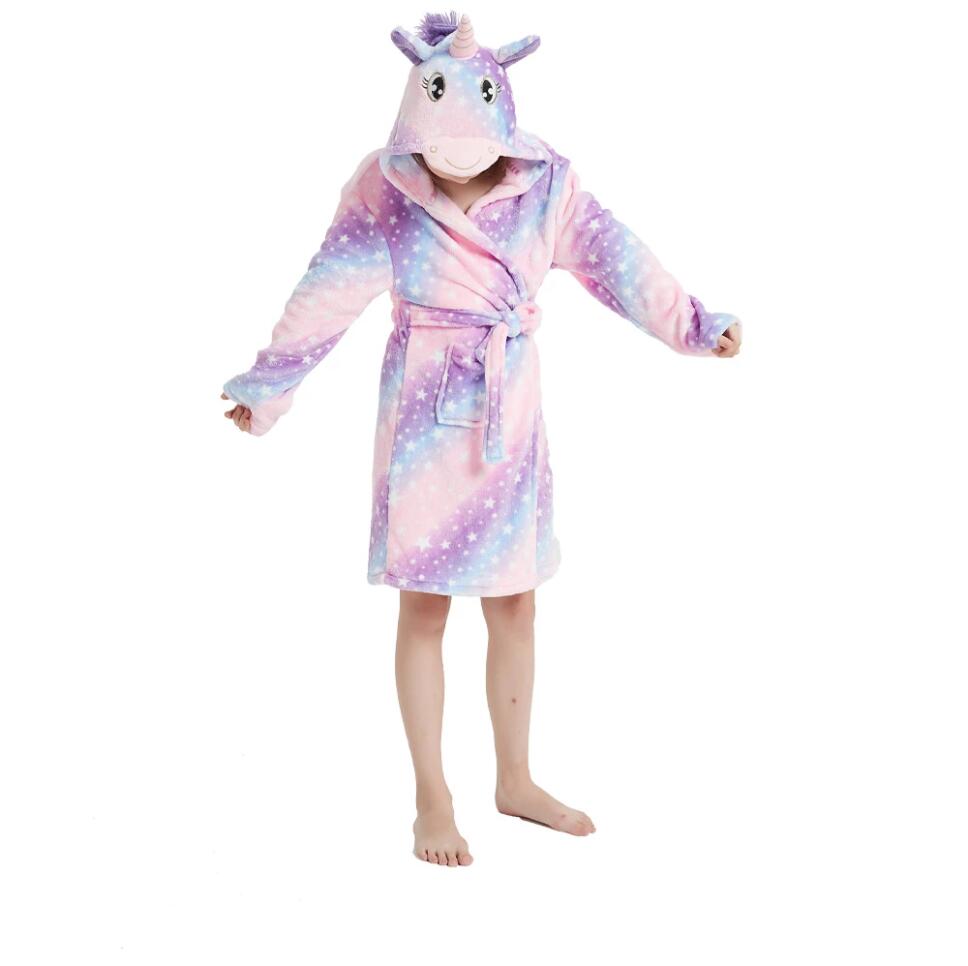 4 6 8 10 12 Y Baby Girls Robe for Kids Pajamas Unicorn Bath Robes Winter Warm