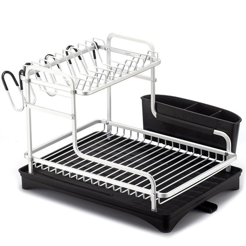 Dish Drying Rack Drainer Kitchen Storage Organizers Convenience Tray Plate