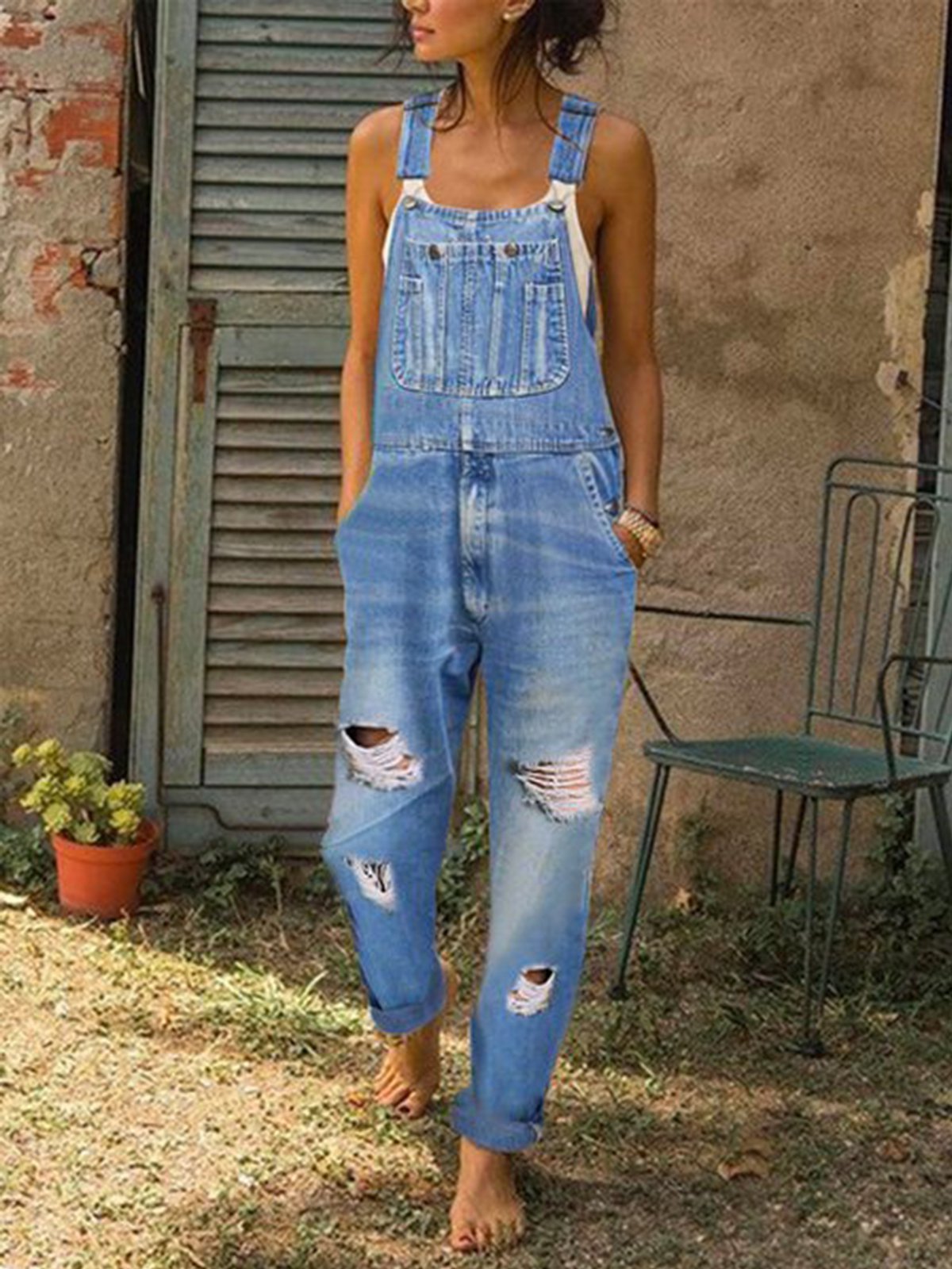 Women's Casual Denim Rompers