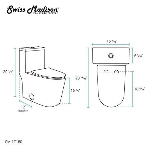 Dreux High Efficiency One Piece Elongated Toilet with 0.8 GPF Water Saving