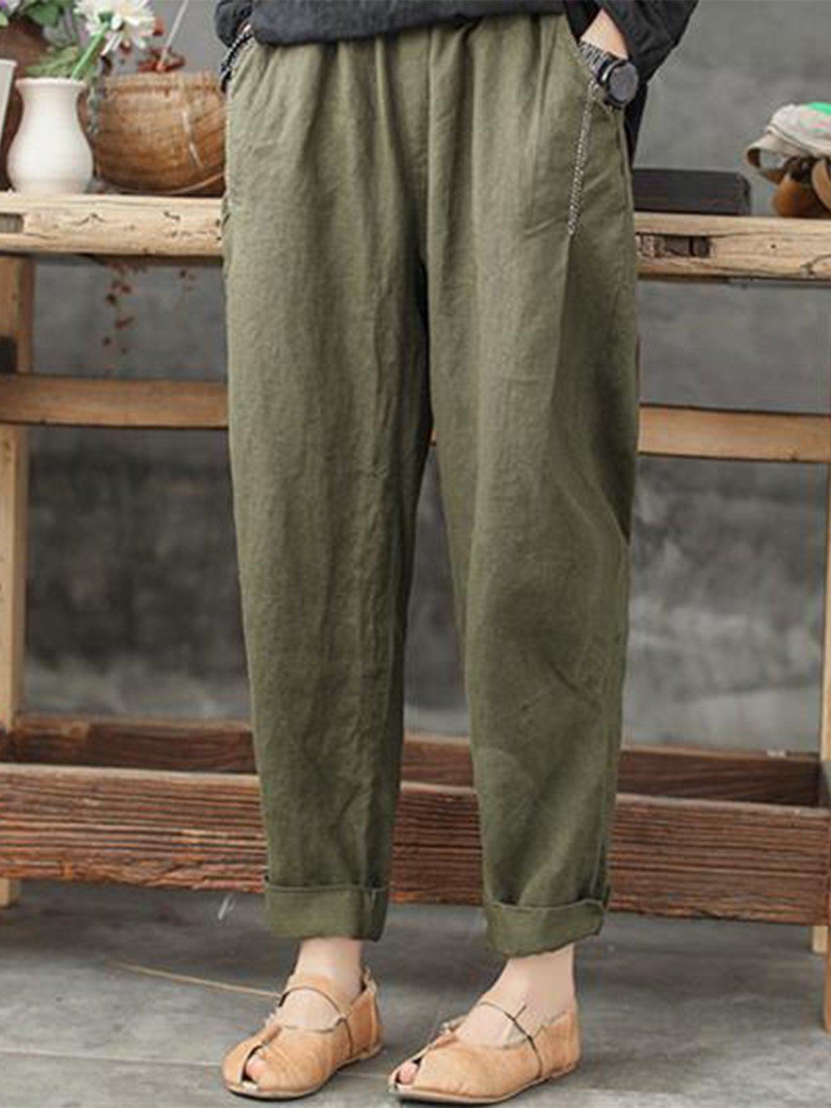 Casual Loose Plus Size Pants with Pockets