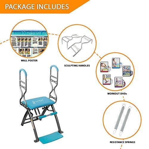 Pilates Pro Chair Max with Sculpting Handles byLife&s A Beach ,Blue