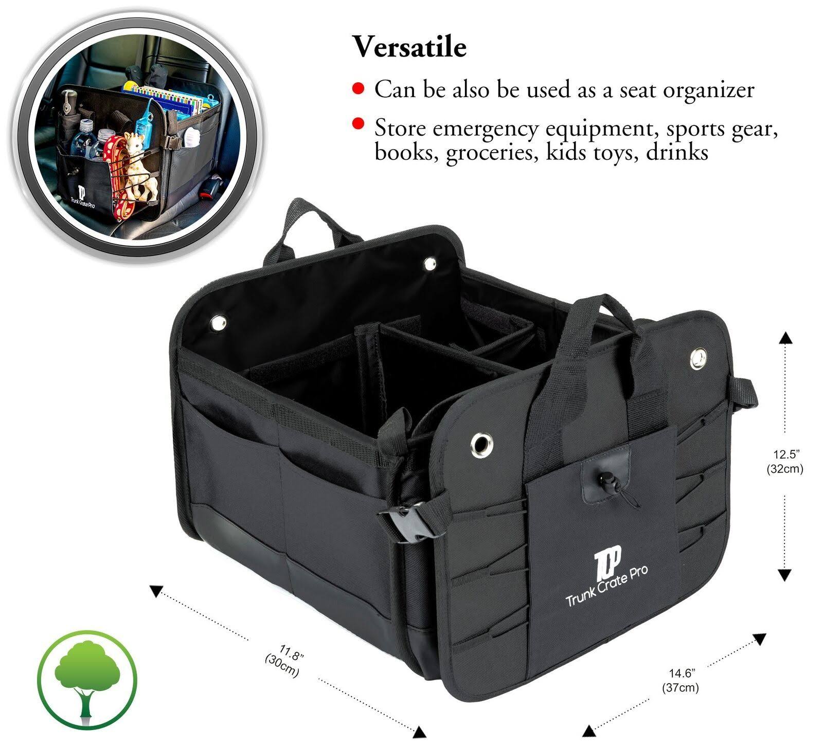 Trunkcratepro Black Collapsible Portable Multi Compartments Trunk Organizer