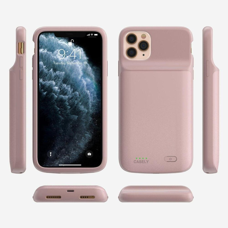 Shiny Rose Gold Battery-Powered Charging Case